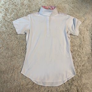Child’s Medium White Ovation Short Sleeve Horseback Riding Show Shirt
